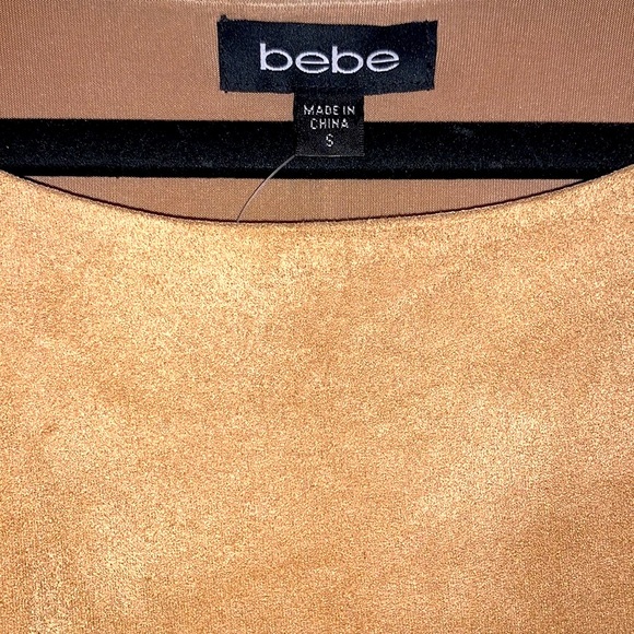 NWT Bebe Mini Dress Body-Hugging “Suede-like” Material Tan Small - Picture 7 of 12